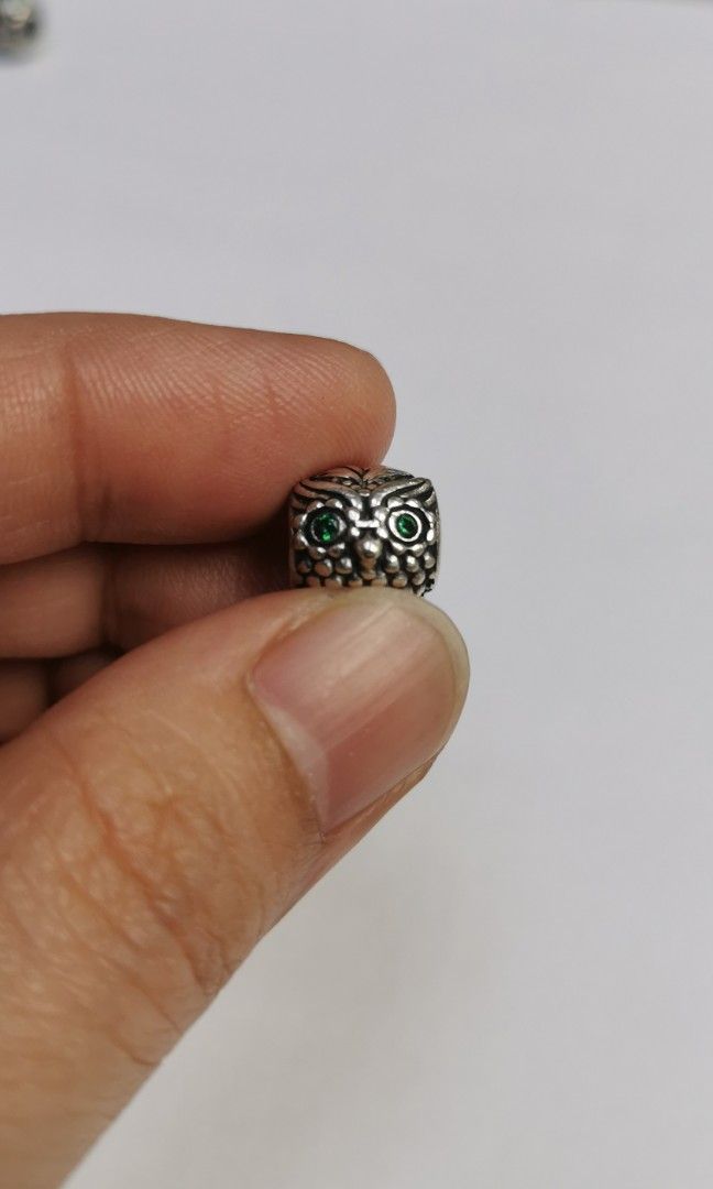 Pandora owl charm with green eyes on sale