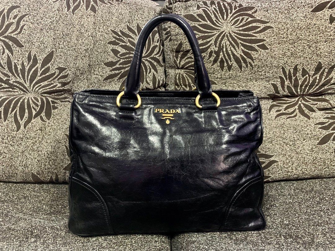 Authentic Prada Vitello Shine Nero Shopping Tote Luxury Bags