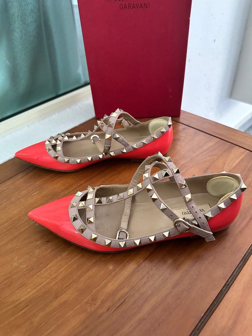 Authentic Valentino Garavani Rockstud Cage Flat Sandals Shoes Luxury Sneakers Footwear on Carousell