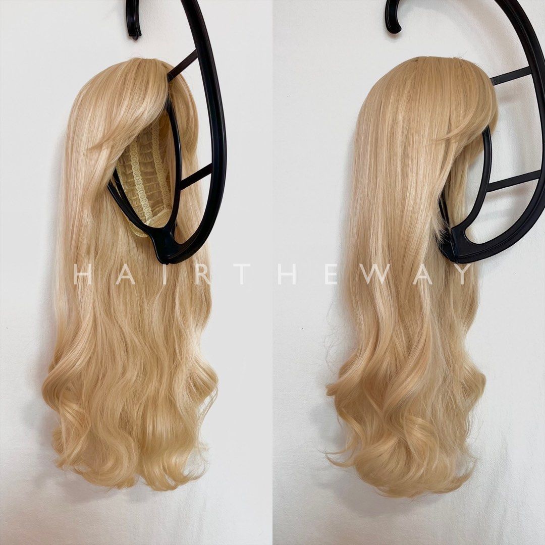 BARBIE Blonde Long Hair Wig Loose Perm Side Bangs Cosplay