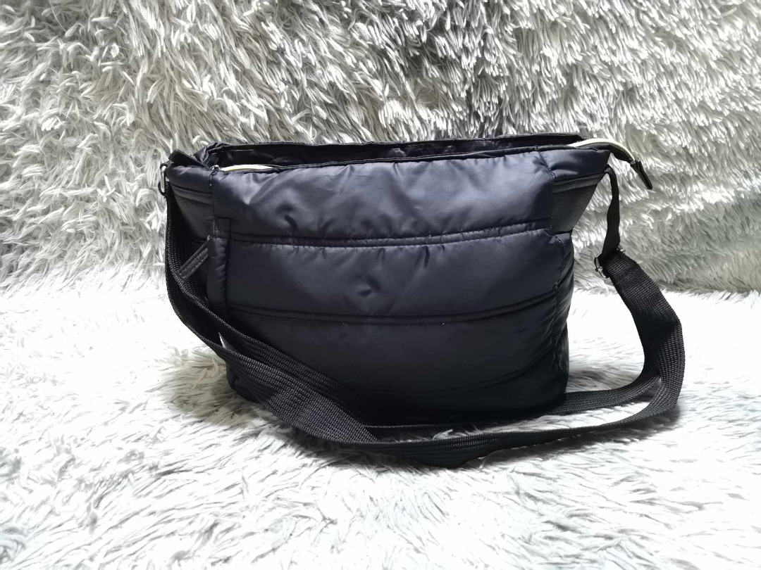 Black Embossed Zipper Crossbody Bag, Women's Fashion, Bags & Wallets