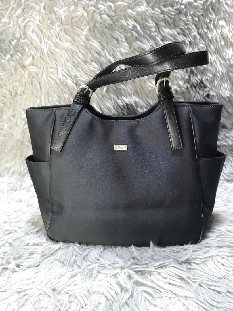 Black nylon tote bag with zipper cheap