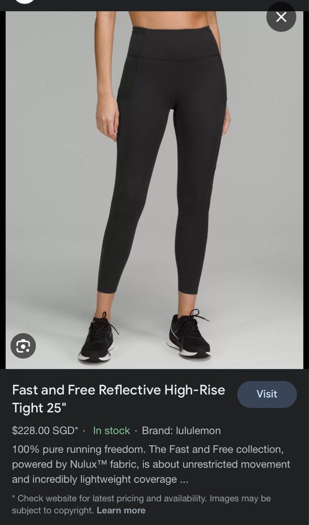 Brand New With Tag Lululemon Fast and Free High Rise Tight 25” Reflective  With Pockets Size 14, Women's Fashion, Activewear on Carousell