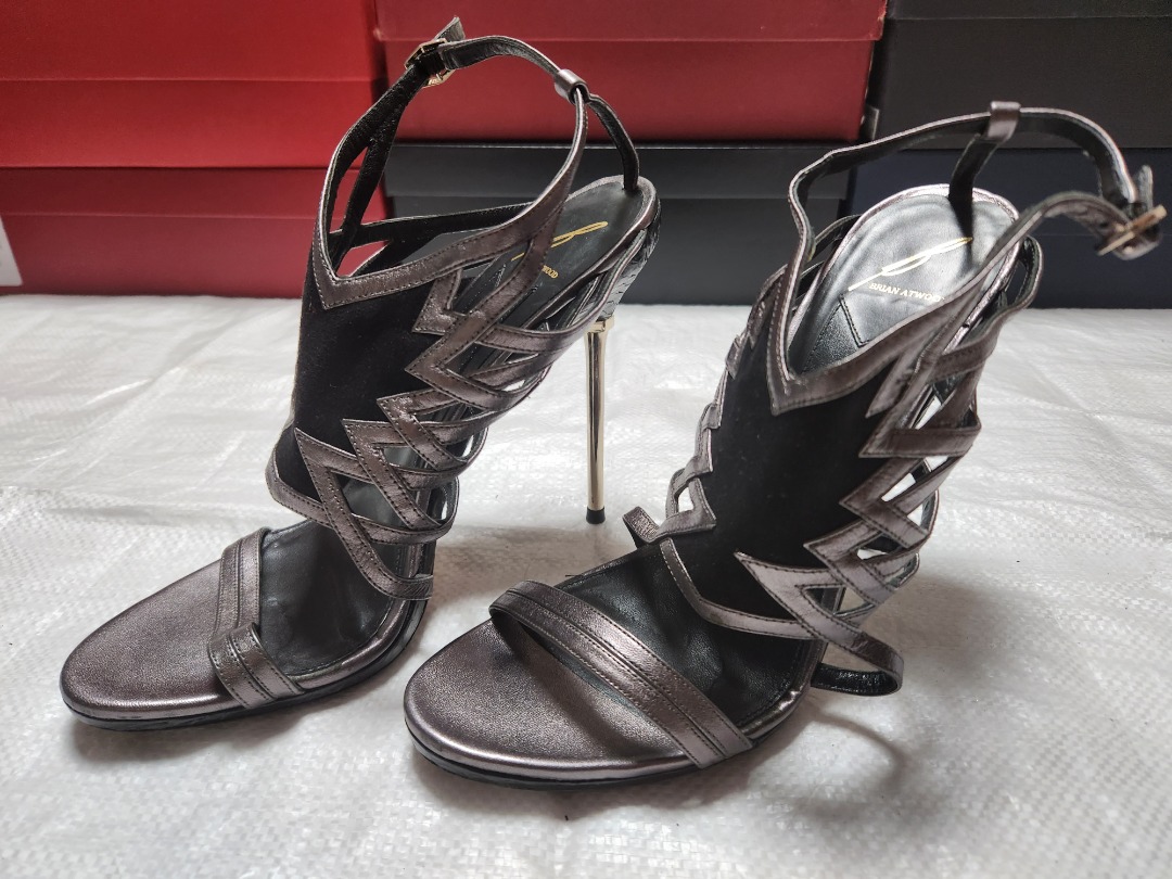 Dark grey sales strappy heels