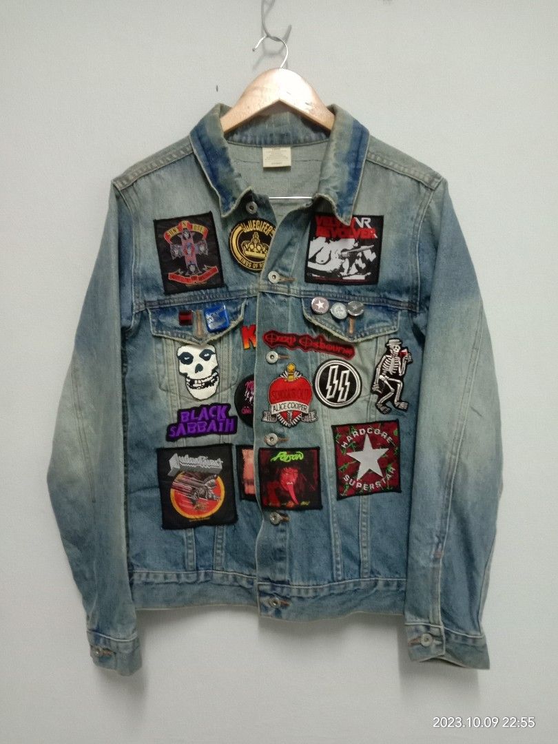 Browny Jeans Jacket With Band Rock Patches