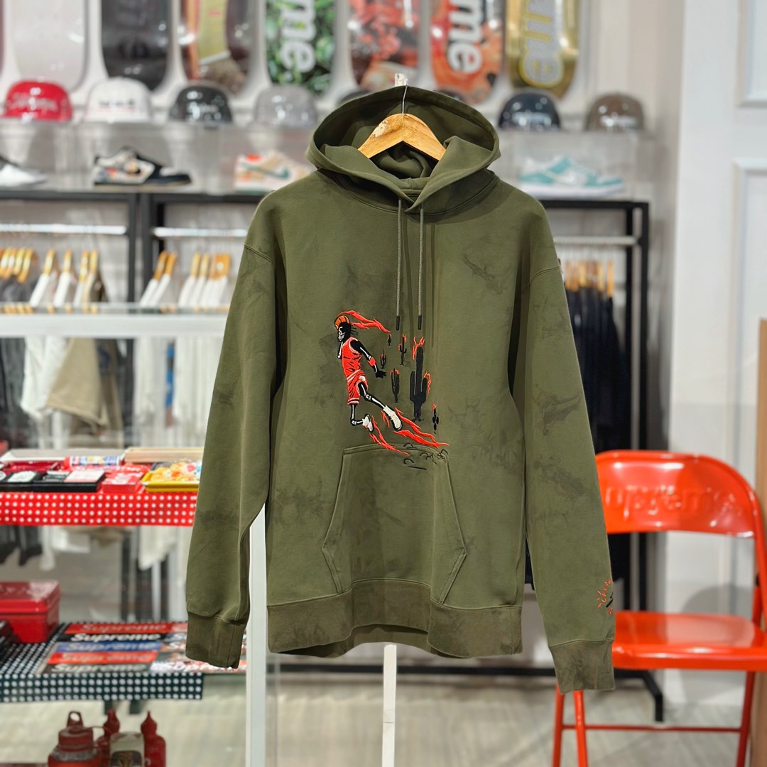 travis scott jordan washed suede hoodie olive