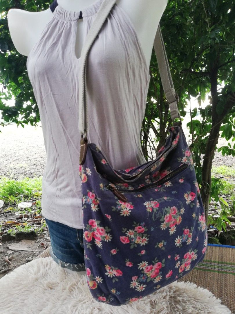 Cath Kidston blue floral canvas sling bag Women s Fashion Bags Wallets Cross body Bags on Carousell