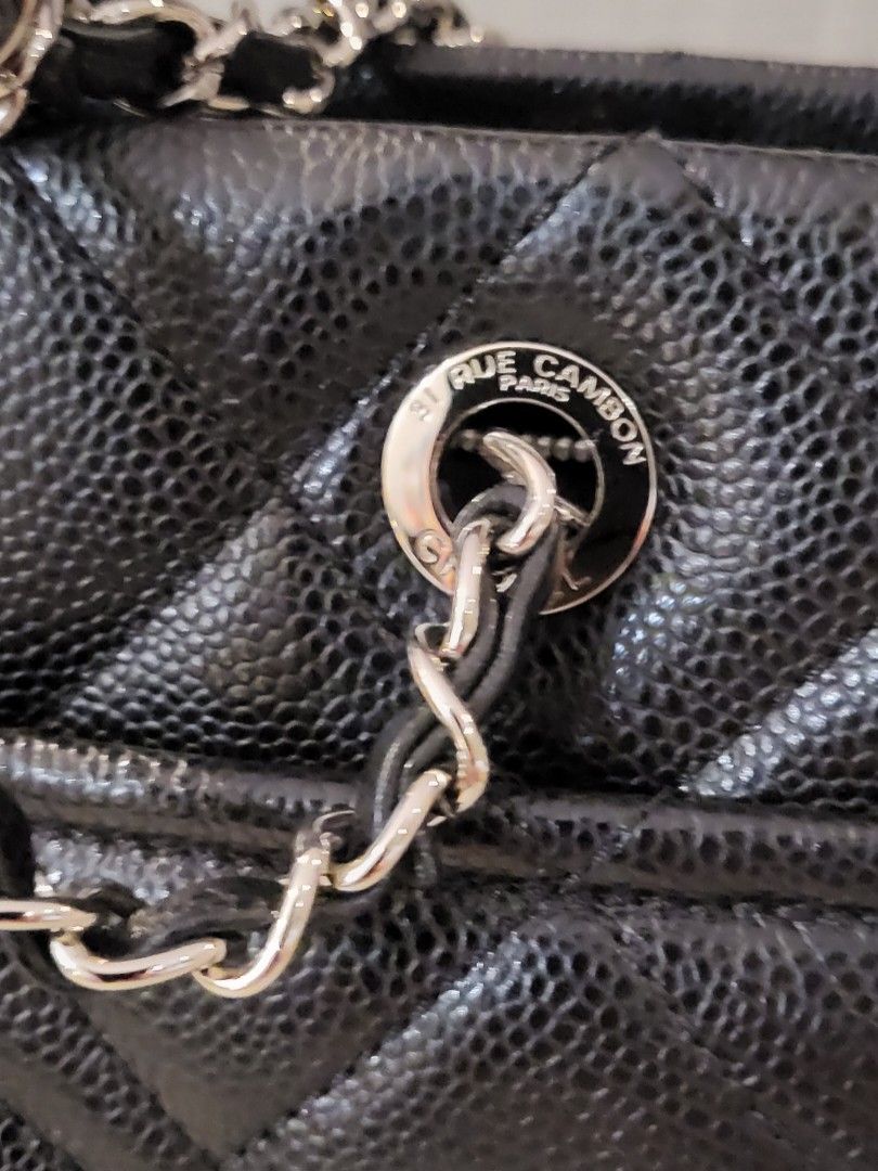 Chanel CC Logo Black Perforated Leather Medium Tote Bag Shoulder