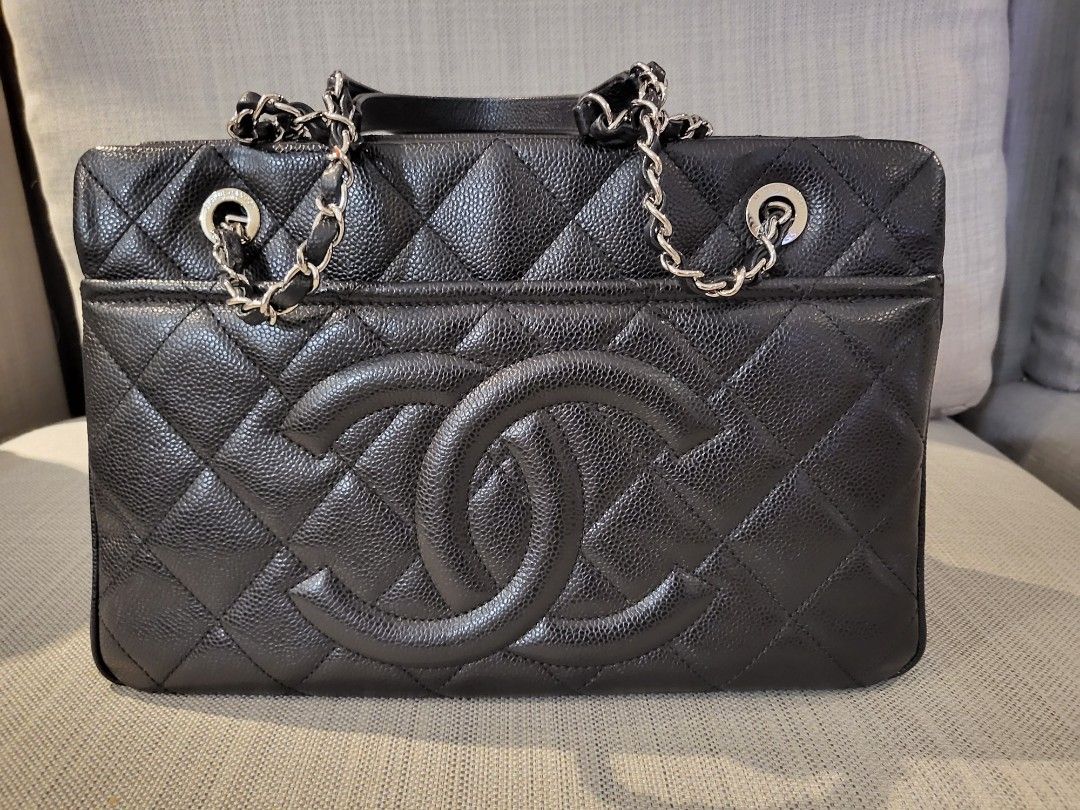 Chanel Classic Timeless CC Shopping Tote Black Caviar Flap, Luxury, Bags &  Wallets on Carousell