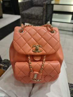 CHANEL Aged Calfskin Quilted Small Gabrielle Backpack Orange 528748