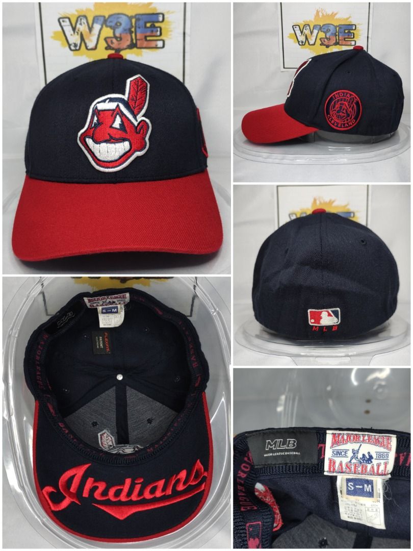 CHIEF WAHOO INDIANS BRIM SCRIPT FLEXFIT SIZE S-M - LEGIT MLB (Category: Caps & Hats) located in Las Pinas. Submitted by w3e_ph_shop (Listing ID 1259379144, Image 1). Description: "Thrift" No issue: Color rate 9.5/10.