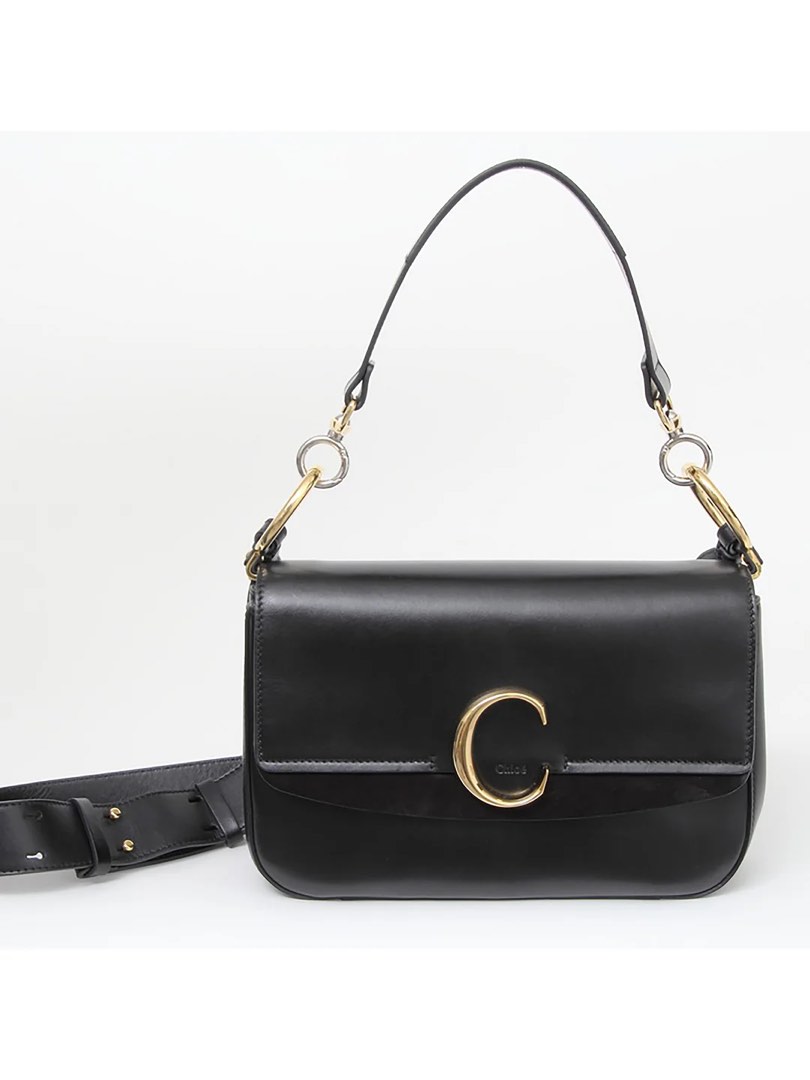 Chloe Black Medium C Double Carry Bag