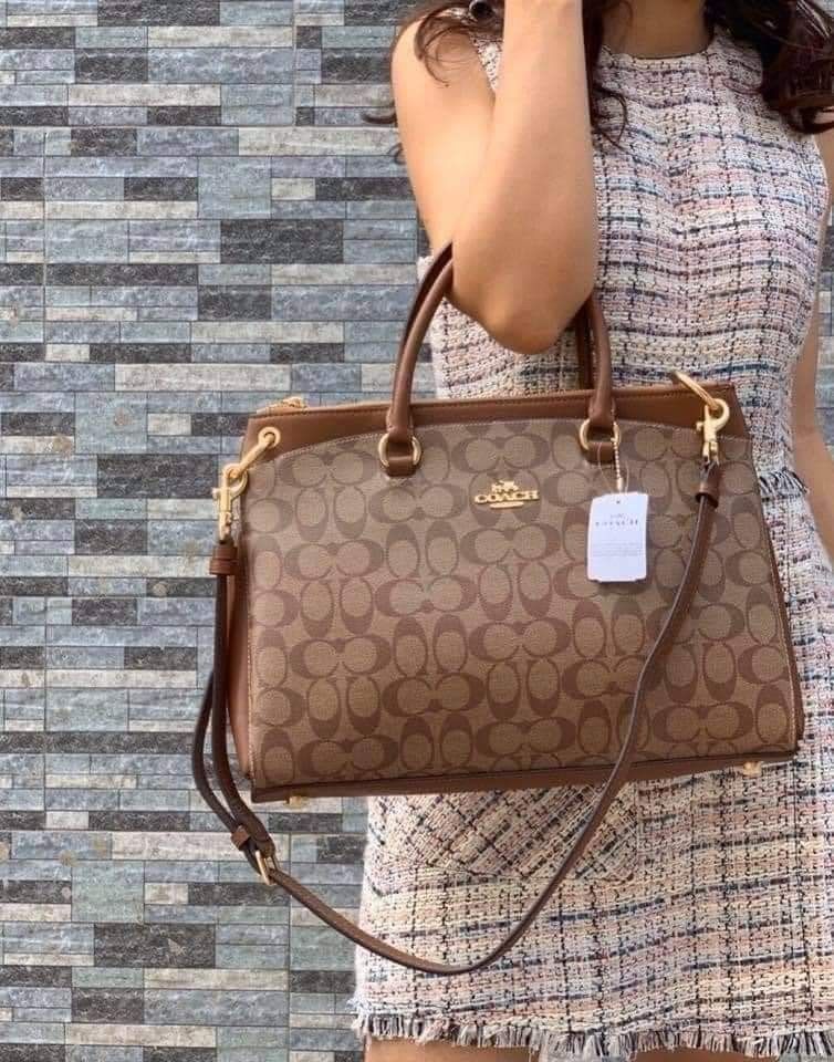 coach mia satchel in brown signature canvas, Luxury, Bags & Wallets on  Carousell
