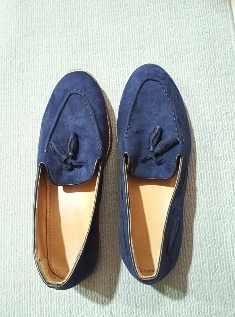 Mens blue suede loafers sales shoes
