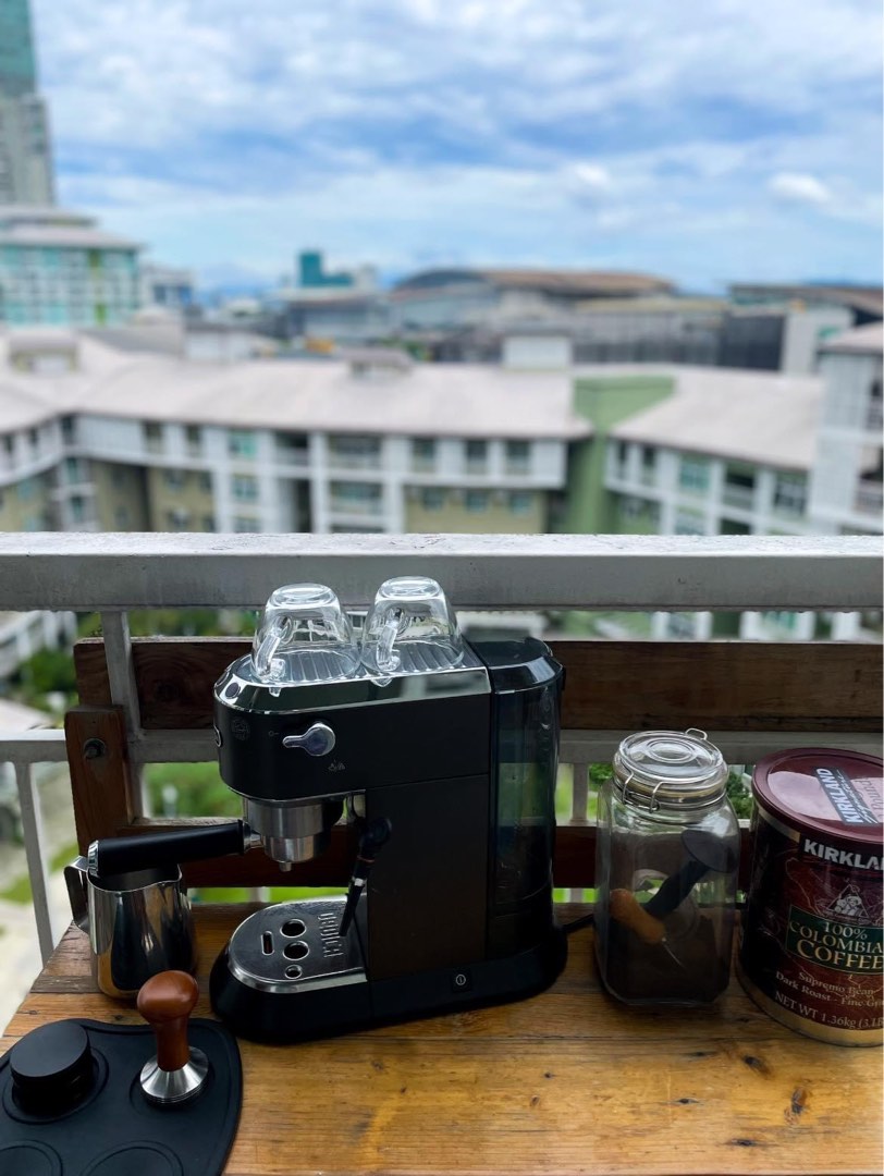 DeLonghi Dedica espresso machine coffee setup, TV & Home Appliances, Kitchen Appliances, Coffee