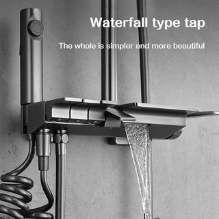 DH Shower Set with Faucet Hot and Cold Shower Head with Hose Bidet Set High pressure Spray (Black and Gray)s