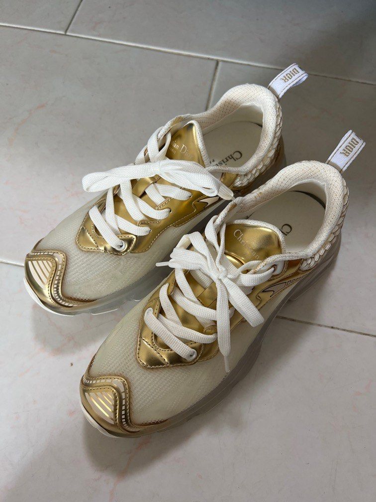 White and shop gold sneakers