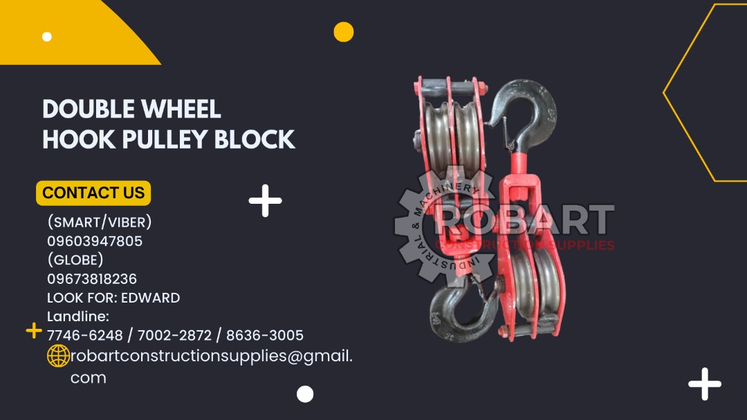 Double Wheel Hook Pulley Block, Commercial & Industrial, Construction ...
