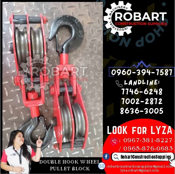 Double Wheel Hook Pulley Block, Commercial & Industrial, Construction ...