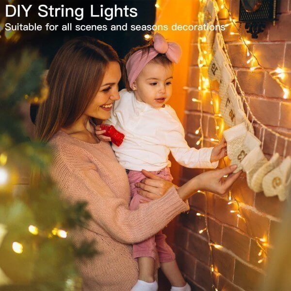100 LED Star String Lights, Plug in Fairy String Lights Waterproof,  Extendable for Indoor, Outdoor, Wedding Party, Christmas Tree, New Year,  Garden Decoration, Warm White 