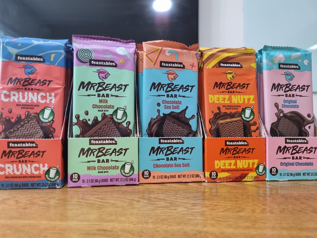 Mr Beast Feastables Chocolate Bars, Food & Drinks, Packaged