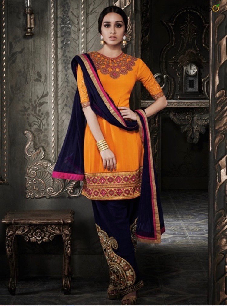 Stunning Purple Embroidered Chinon fully stitched Salwar Suit Set with –  Dealbazaarsonline.com