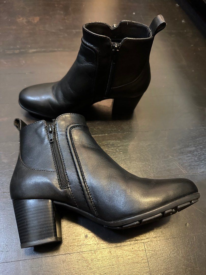 Genuine leather heeled ankle boots