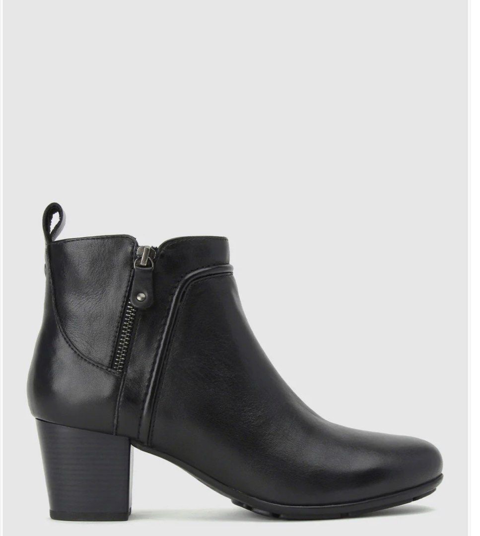 Genuine leather heeled ankle boots