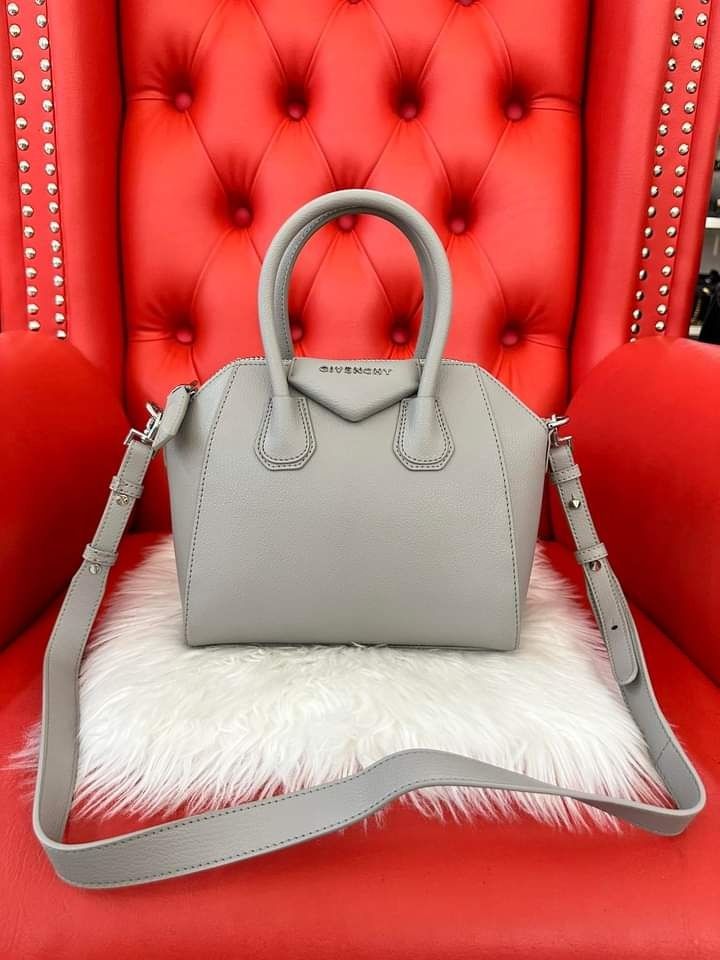 Givenchy Mini Antigona Pearl Grey Bag in Grained Leather