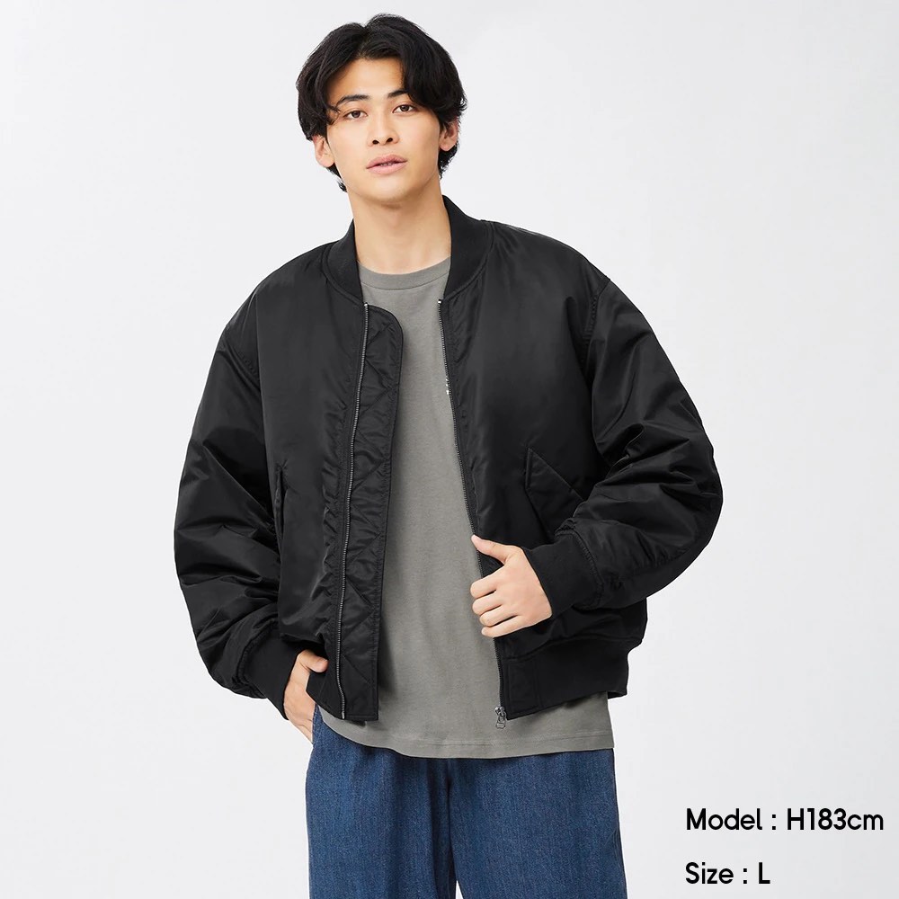 GU UNIQLO BOMBER BLACK Men s Fashion Coats Jackets and