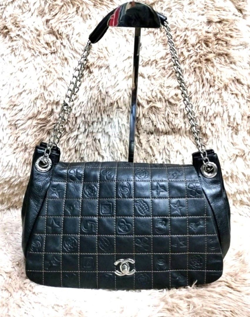 HARGA LELONG CHANEL 5 BLACK CHOCO BAR FLAP BAG Luxury Bags