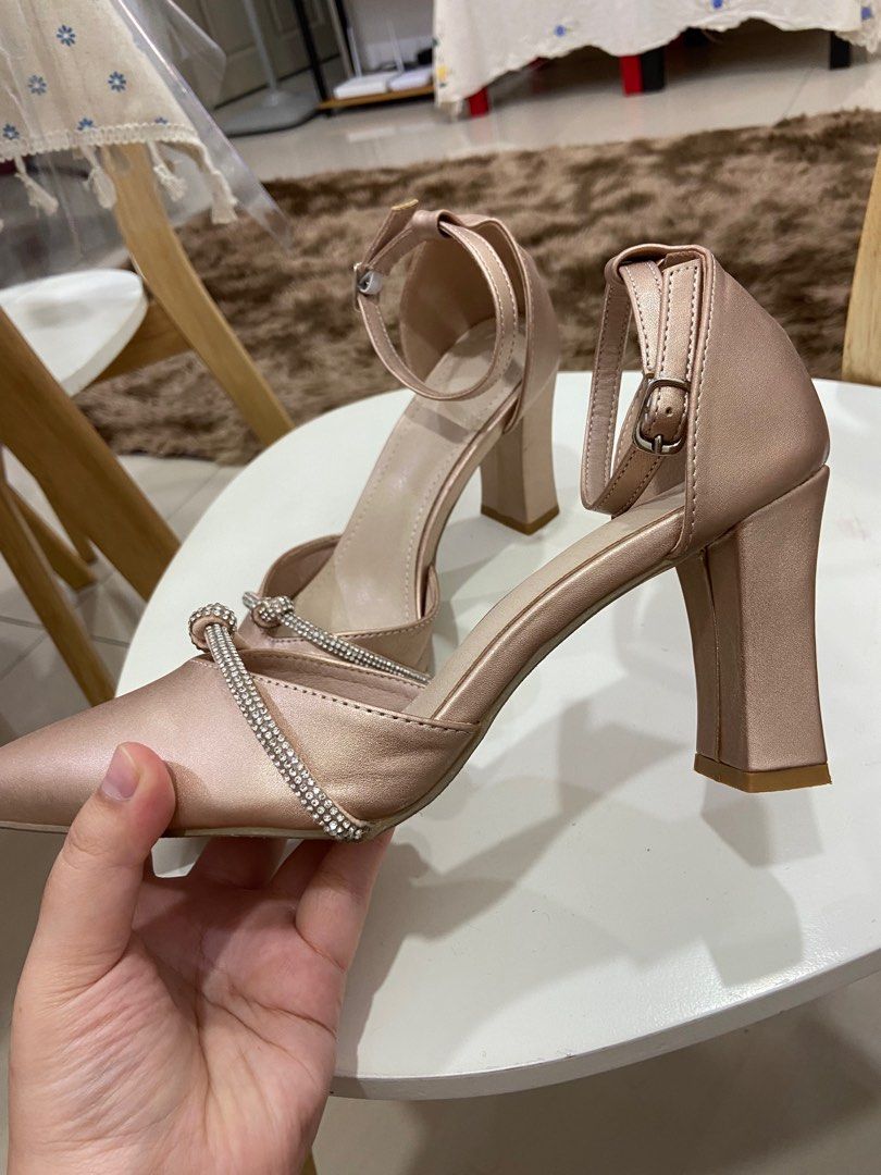 Rose gold heels and clutch sale