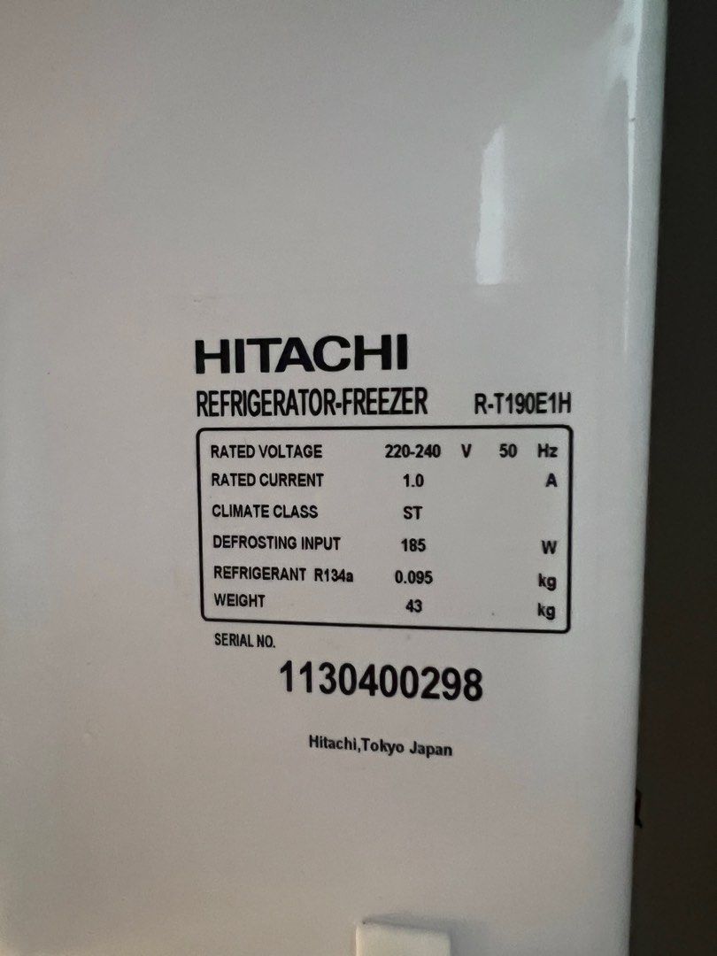 Hitachi Refrigerator, freezer, 家庭電器, 廚房電器, 雪櫃及冰櫃 Carousell