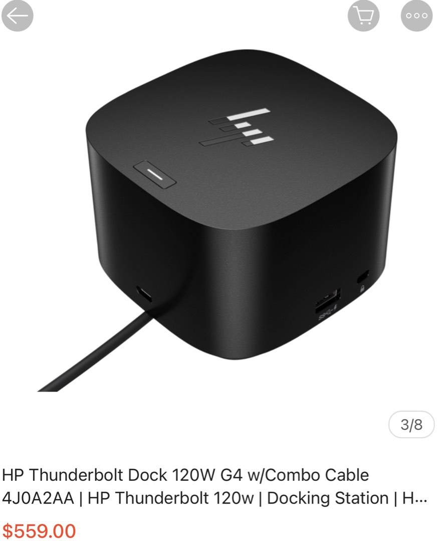 HP Thunderbolt Dock 120W G4 Cable 4J0A2AA HP Thunderbolt 120w