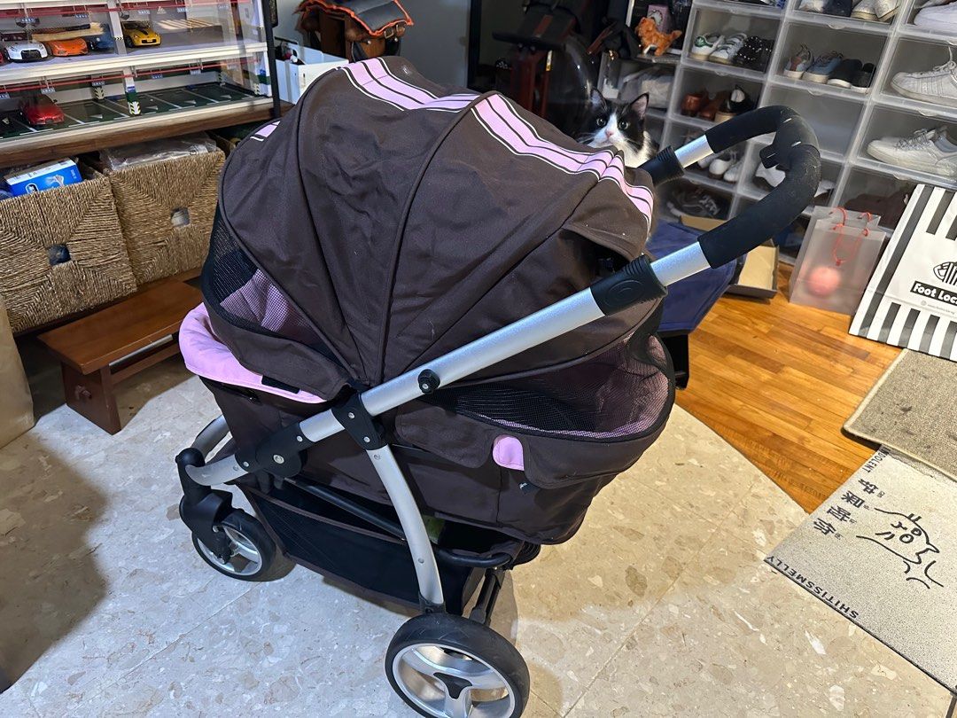 Ibiyaya Pet Stroller Elegant Retro I Brown Pink Pet Supplies