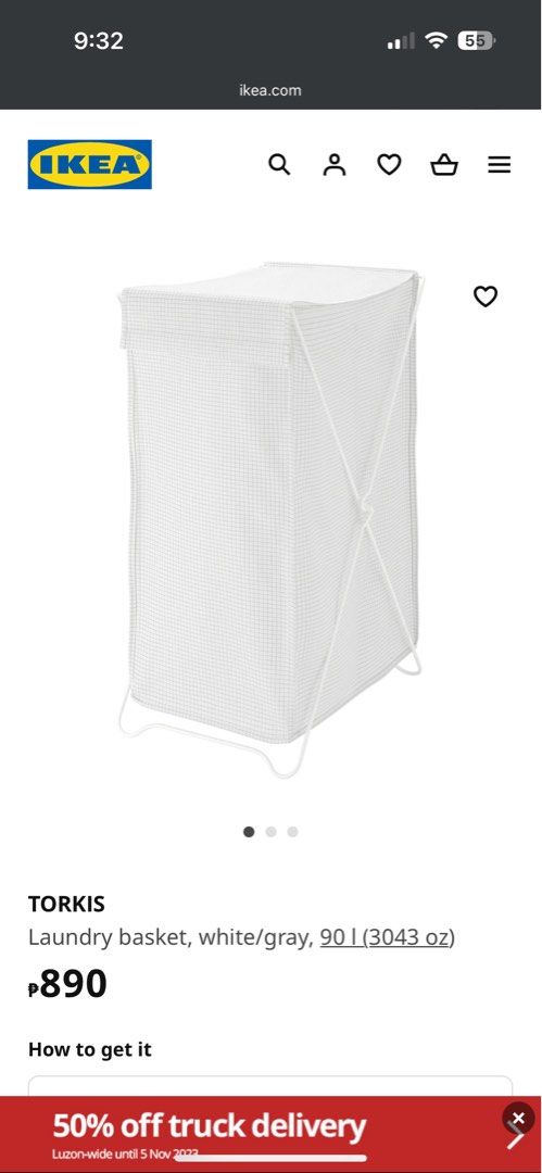 TORKIS laundry basket, white/gray, 3043 oz - IKEA