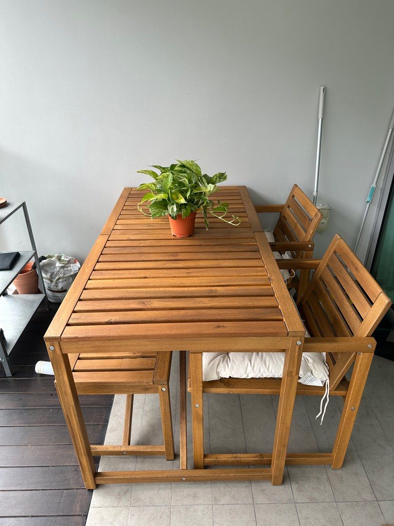 IKEA Nammaro Outdoor Table, Bench, and Two Chairs, Furniture & Home