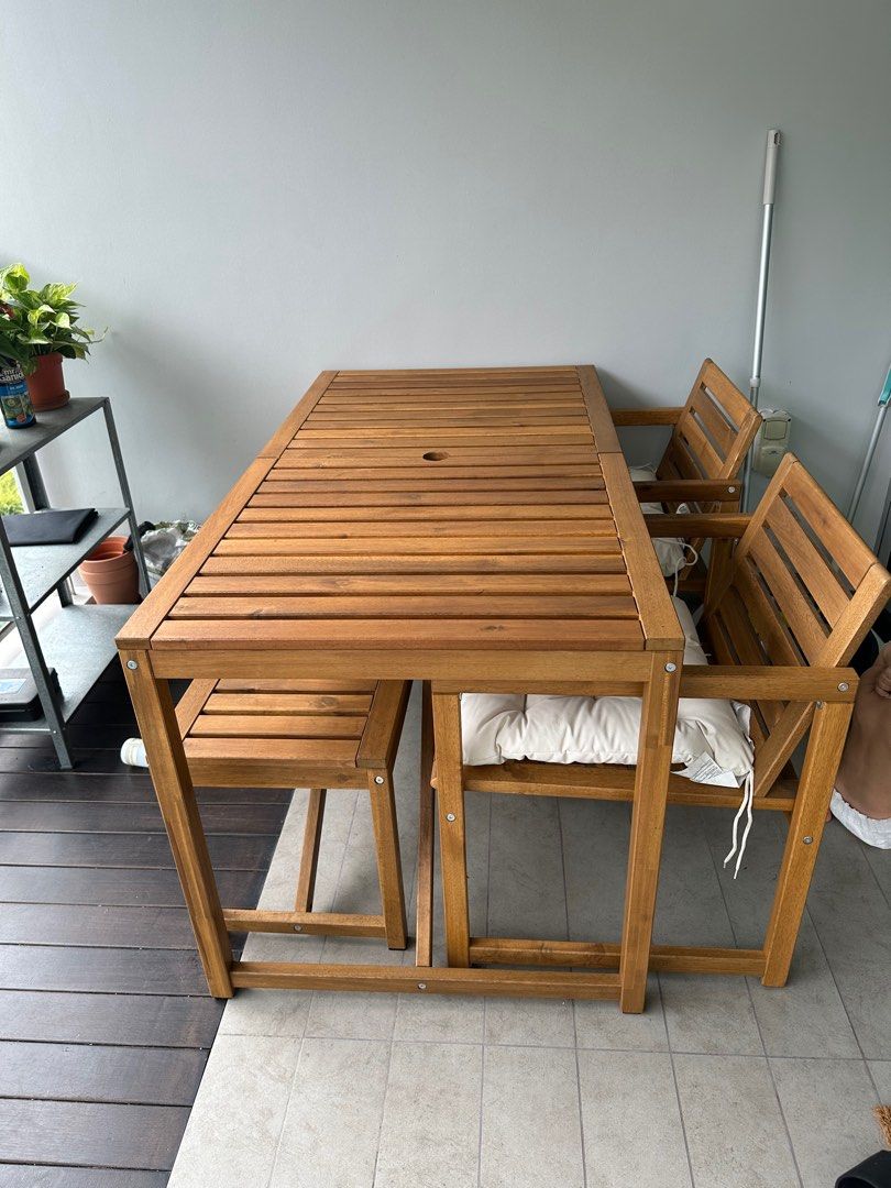 IKEA Nammaro Outdoor Table, Bench, and Two Chairs, Furniture & Home