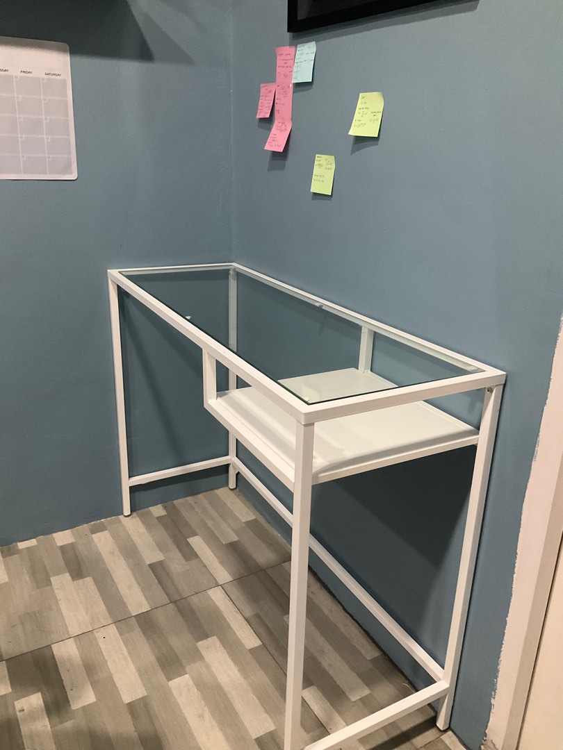Ikea White Glass Study Table, Furniture & Home Living, Furniture