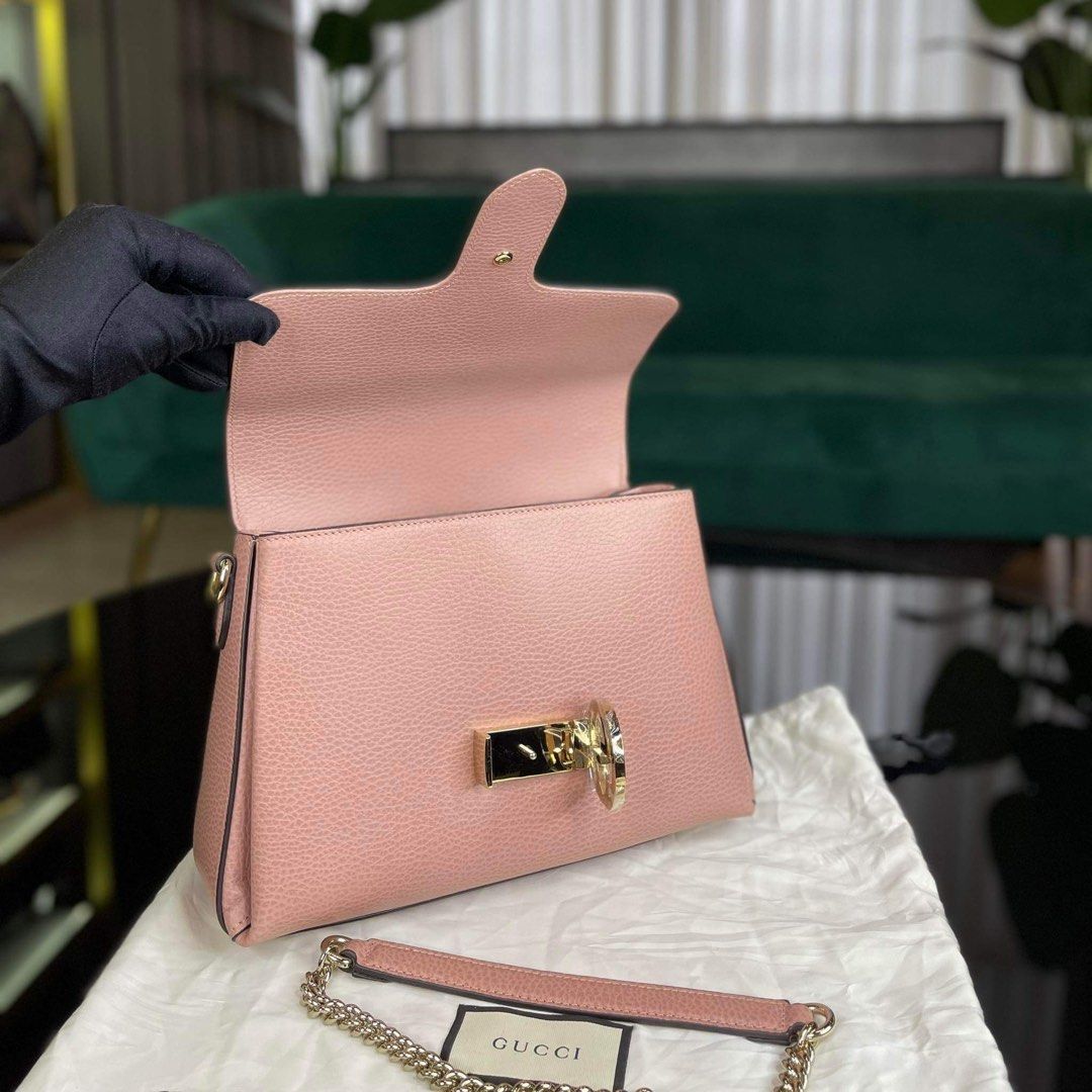 Gucci interlocking pink leather handbag Luxury Bags Wallets on Carousell