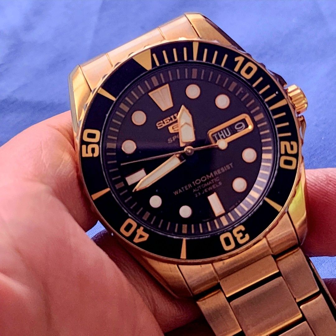 Jam tangan SEIKO 5 SPORTS SNZF22J1 Gold Sea Urchin ORIGINAL
