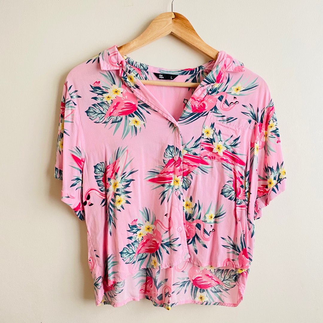 Jayjays Pink Tropical Boxy Top, Women's Fashion, Tops, Blouses on Carousell