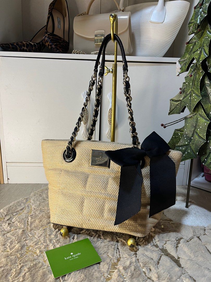 Kate spade straw bag with hotsell bow