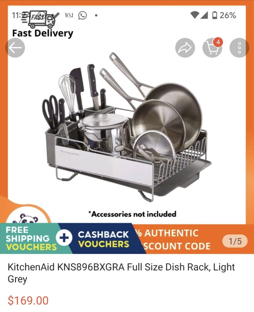 KitchenAid Full Size Dish Rack Light Grey