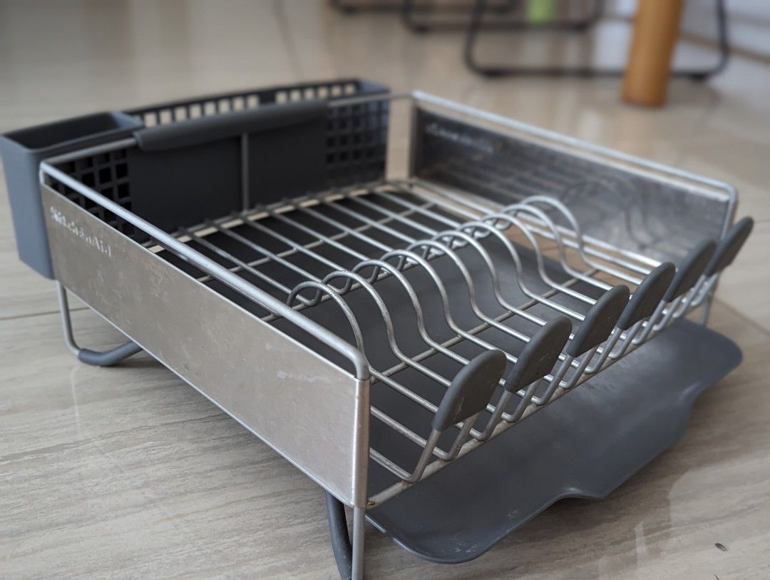 KitchenAid Full-Size Stainless Steel Dish Rack, Light Gray