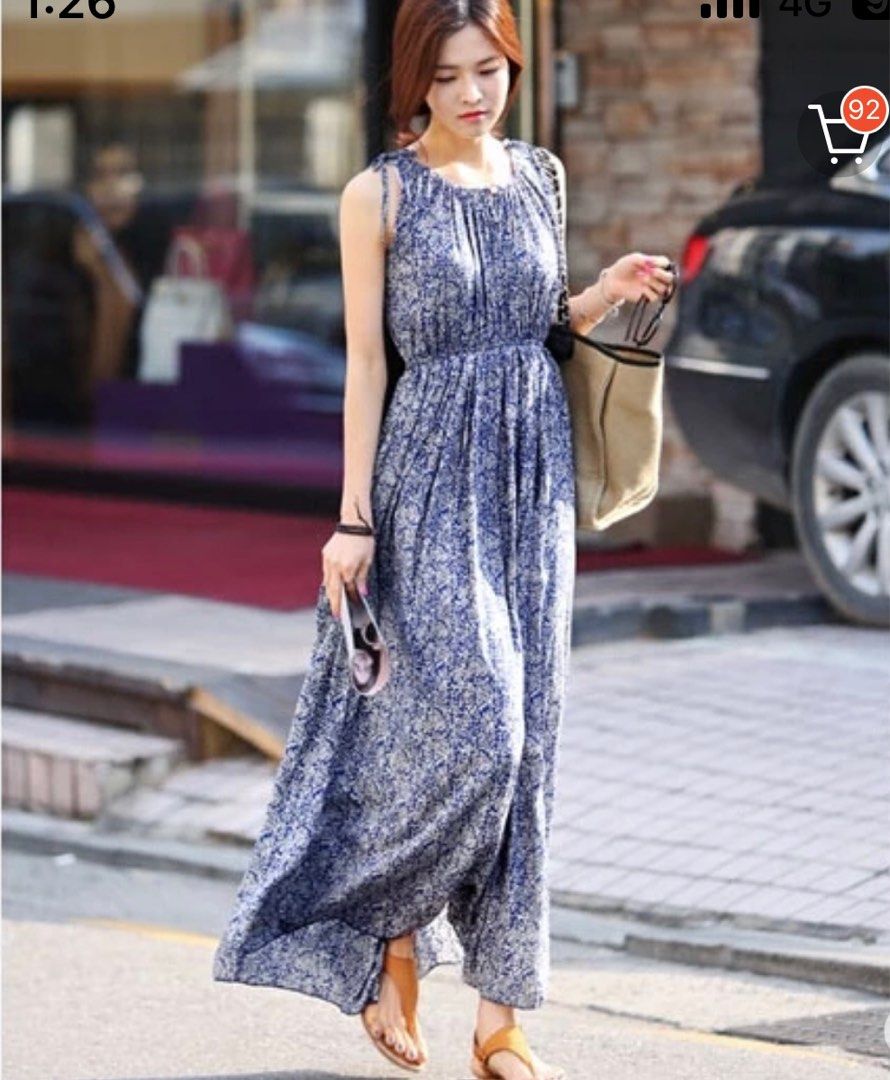 Korean floral maxi outlet dress