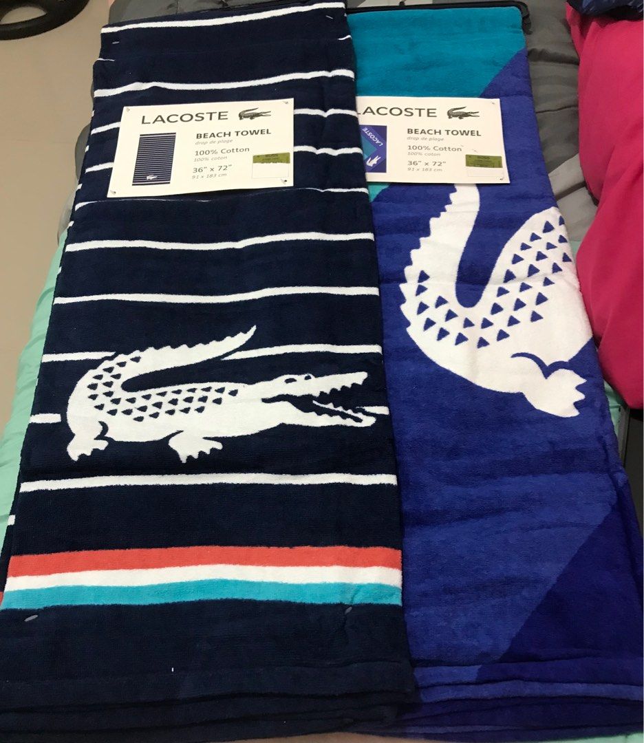 Lacoste Beach Towel (Category: Towels, Napkins & Holders) located in Quezon City. Submitted by branded_jo (Listing ID 1259394388, Image 1). Description: Authentic Lacoste Beach Towel 100% cotton 36” x 72” 91 x 183 cm Bought in US.