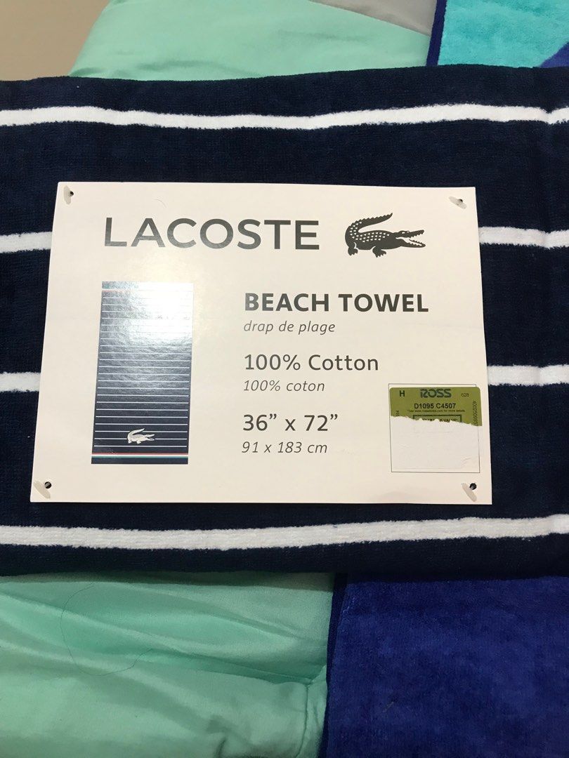 Lacoste Beach Towel (Category: Towels, Napkins & Holders) located in Quezon City. Submitted by branded_jo (Listing ID 1259394388, Image 3). Description: Authentic Lacoste Beach Towel 100% cotton 36” x 72” 91 x 183 cm Bought in US.