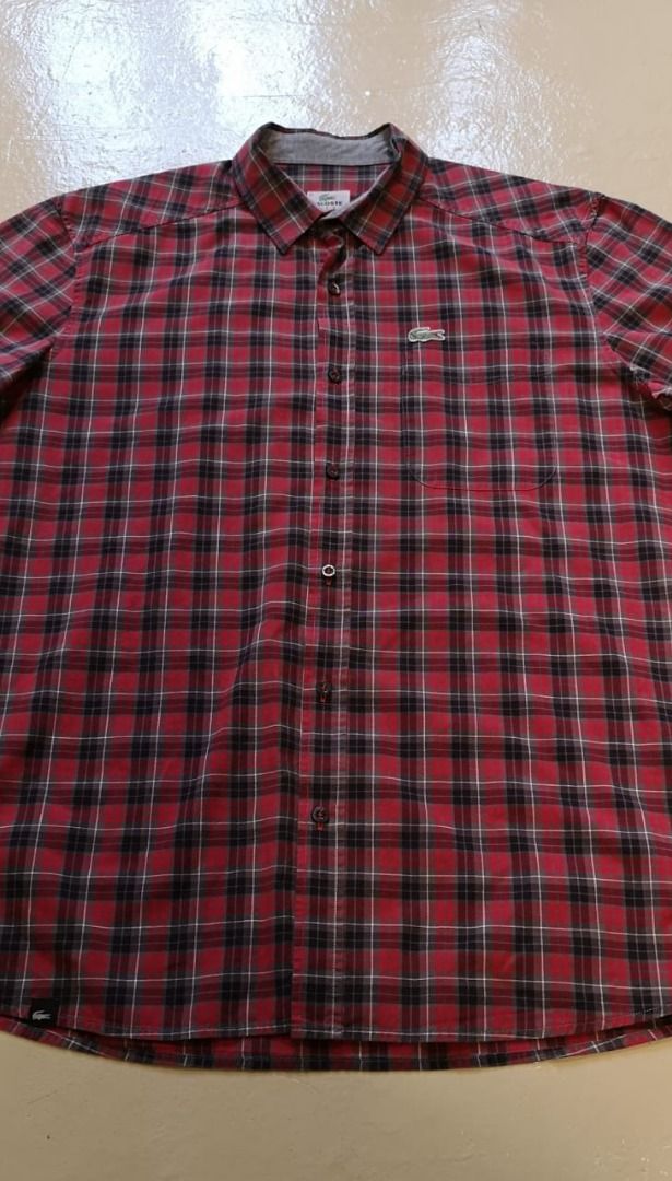 Lacoste Original Short Sleeve Shirt Red Size 41 M Sport Fit