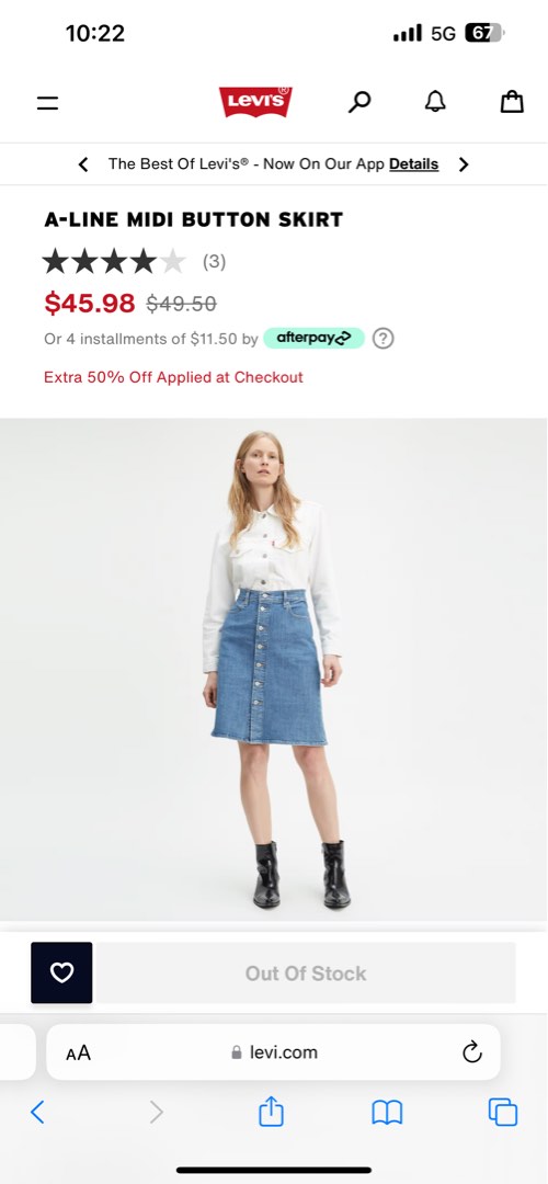 A-line midi skirt levis hot sale